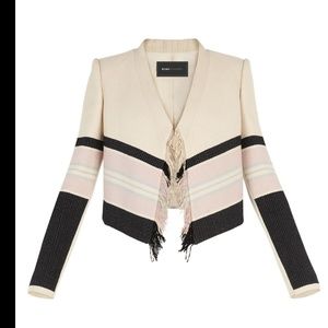BCBGMaxAzria Fringe-Front Woven Jacquard Jacket